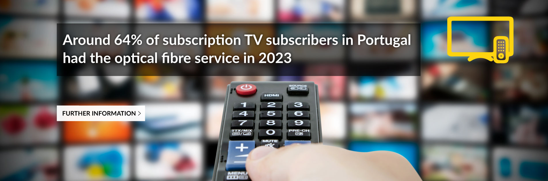At the end of 2023, there were 4.6 million subscribers to the subscription TV service in Portugal, of which 2.9 million had the optical fibre service. The majority of households had subscription TV (98.3%).
