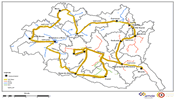 Mapa de Localização da Rede Comunitária do Distrito de Évora.
